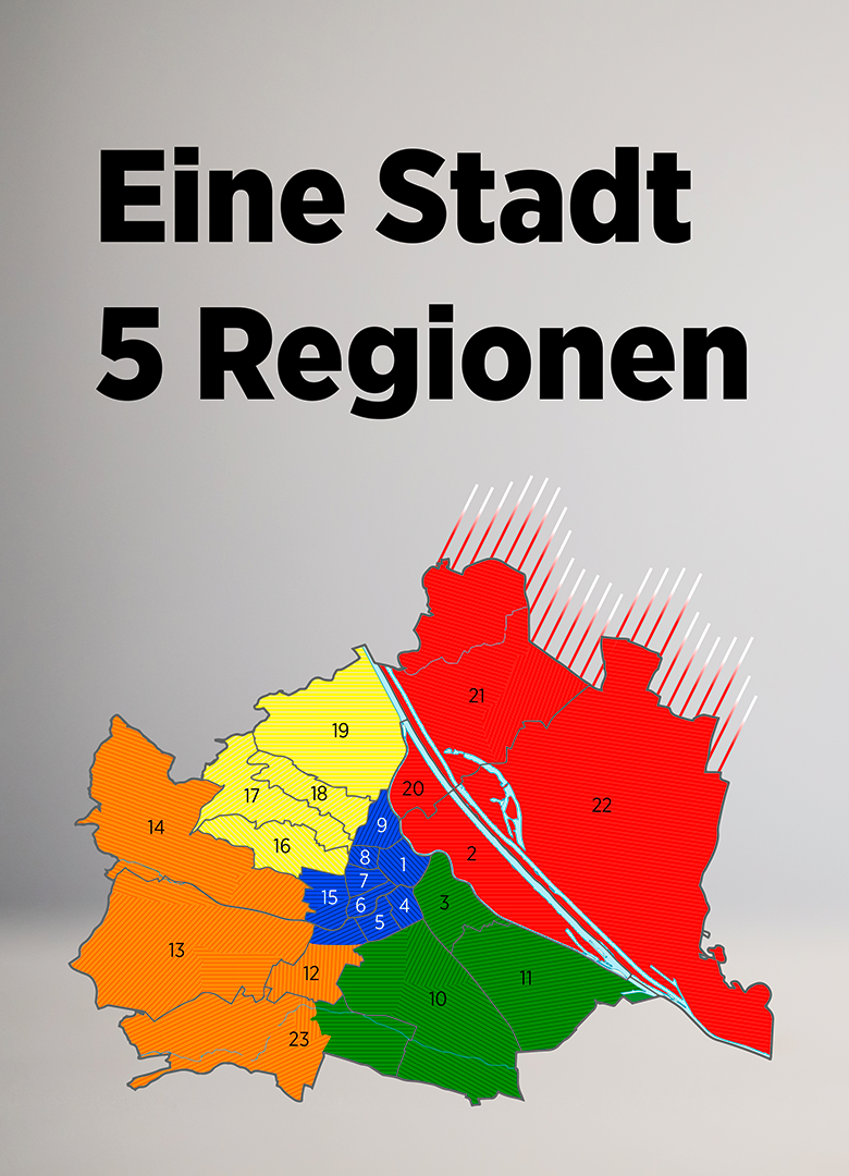 die fünf Regionen in Wien